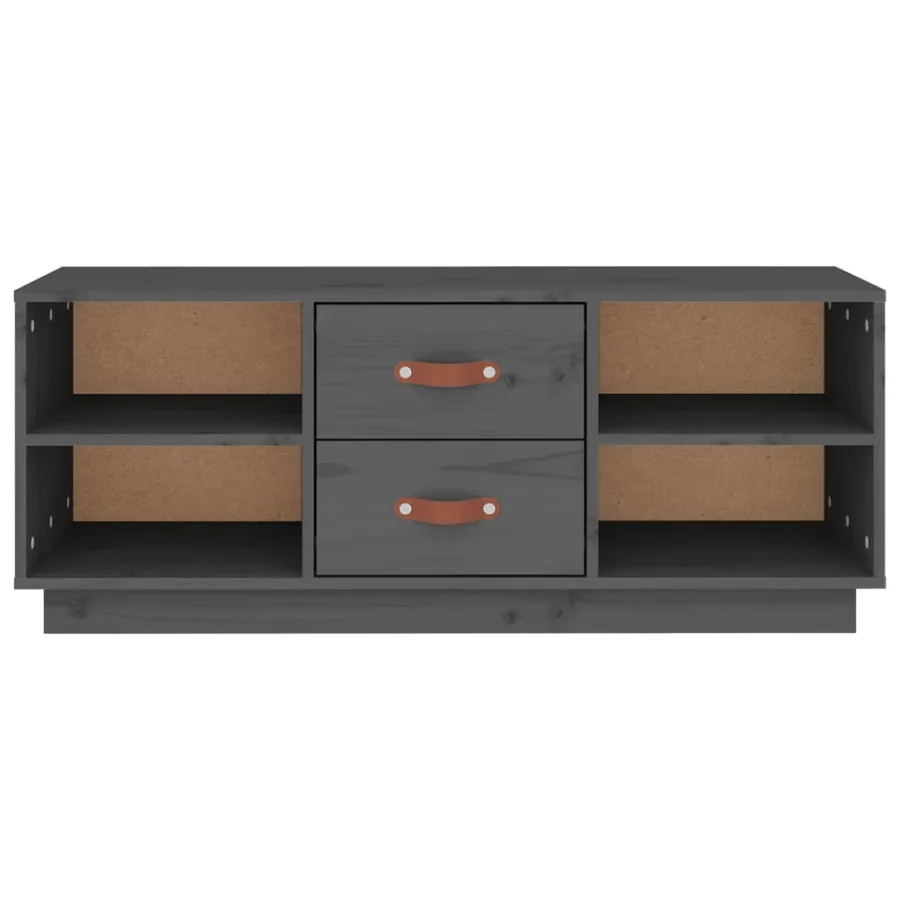 Meuble TV Gris 100x34x40 cm Bois de pin massif - 6