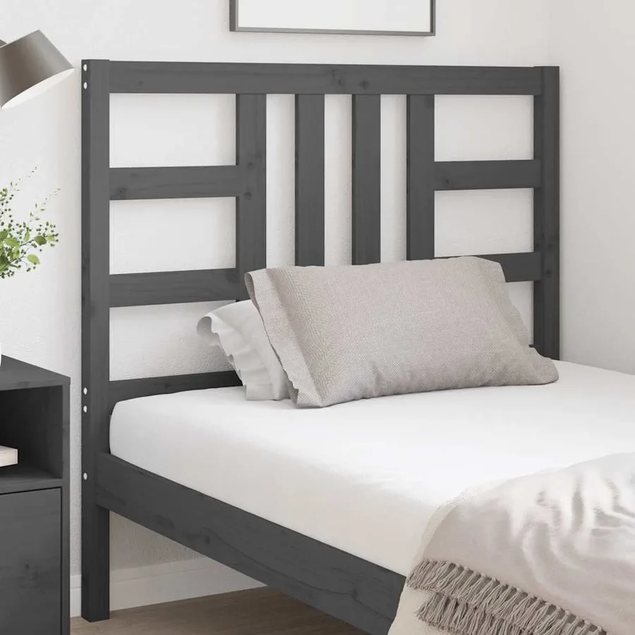 Tête de lit Gris 106x4x100 cm Bois massif de pin - 3