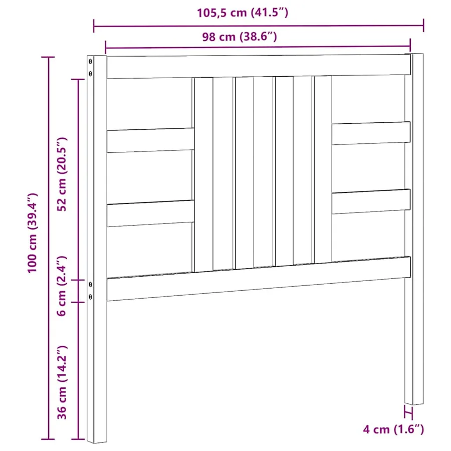 Tête de lit Gris 106x4x100 cm Bois massif de pin - 9