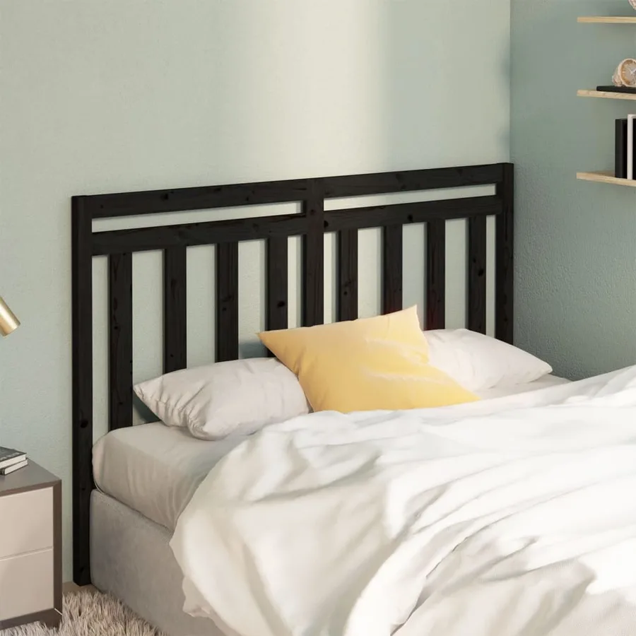 Tête de lit Noir 166x4x100 cm Bois massif de pin - 3