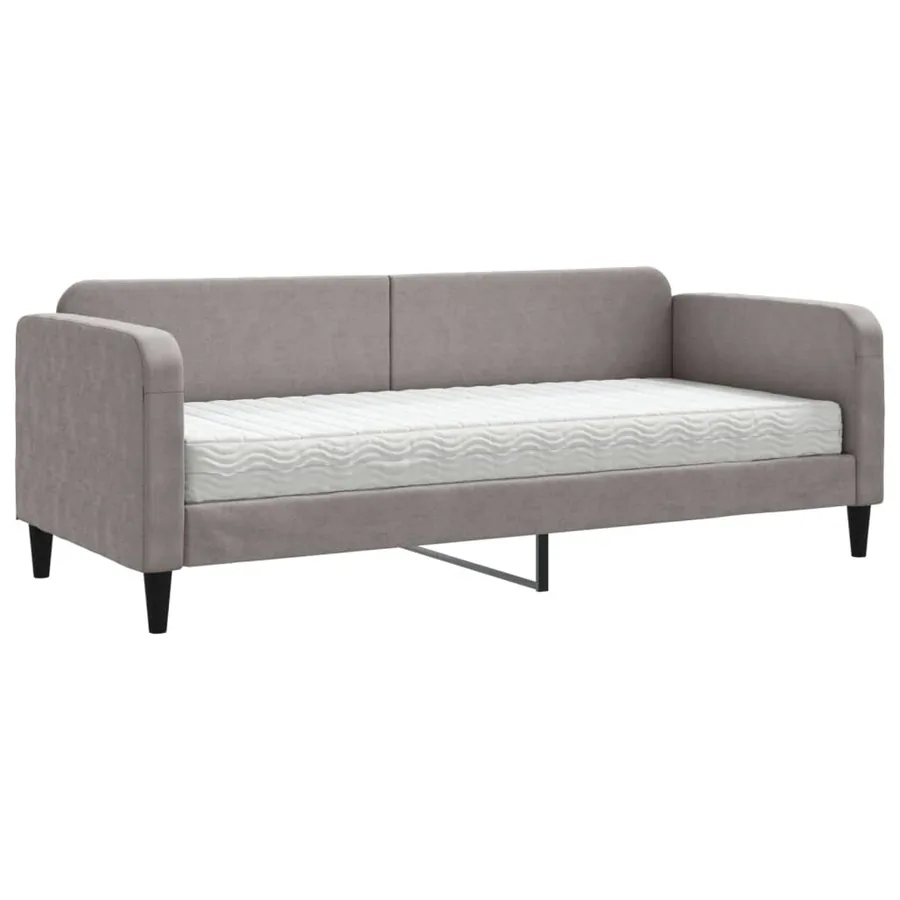 Lit de jour avec matelas taupe 80x200 cm tissu - 2