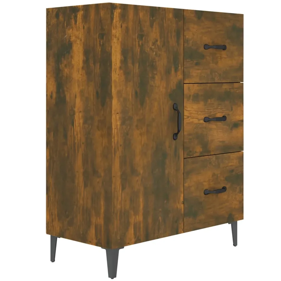 Buffet chêne fumé 69,5x34x90 cm bois d'ingénierie - 2