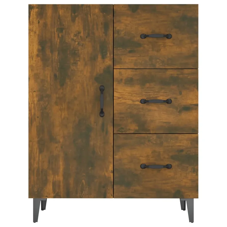 Buffet chêne fumé 69,5x34x90 cm bois d'ingénierie - 5