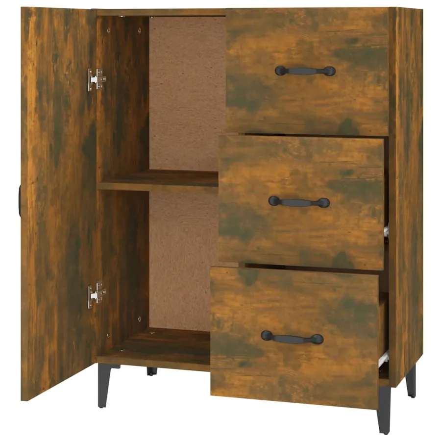 Buffet chêne fumé 69,5x34x90 cm bois d'ingénierie - 7