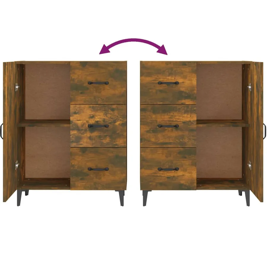 Buffet chêne fumé 69,5x34x90 cm bois d'ingénierie - 8