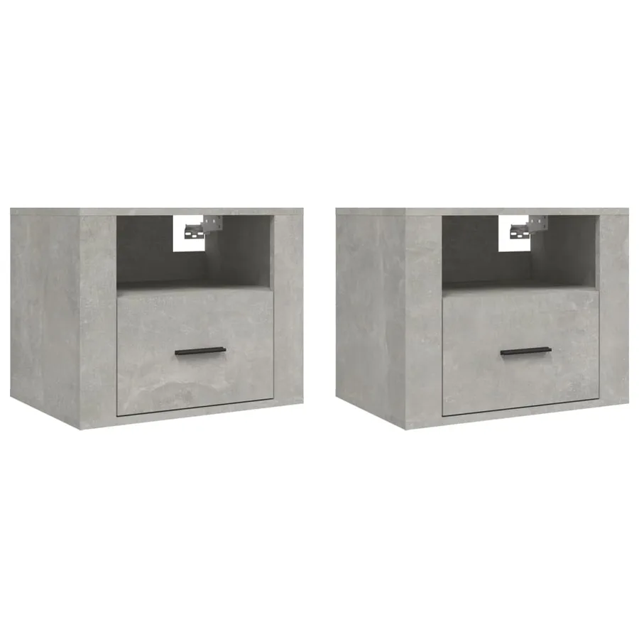 Tables de chevet murales 2 pcs Gris béton 50x36x40 cm - 2