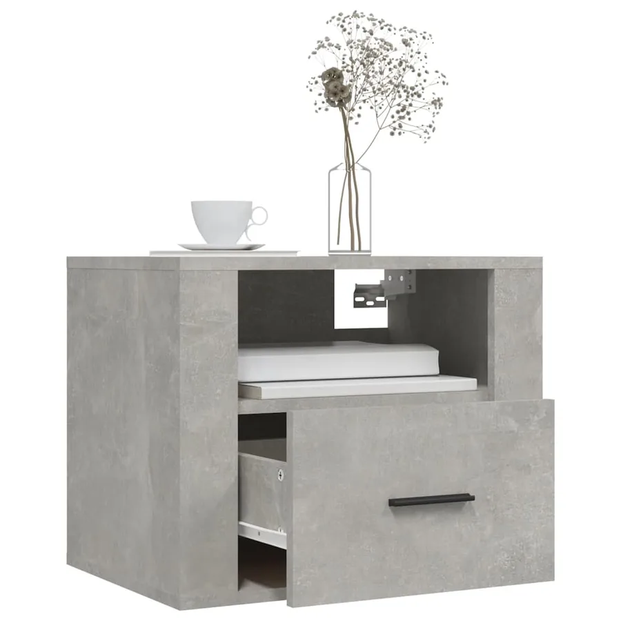 Tables de chevet murales 2 pcs Gris béton 50x36x40 cm - 4