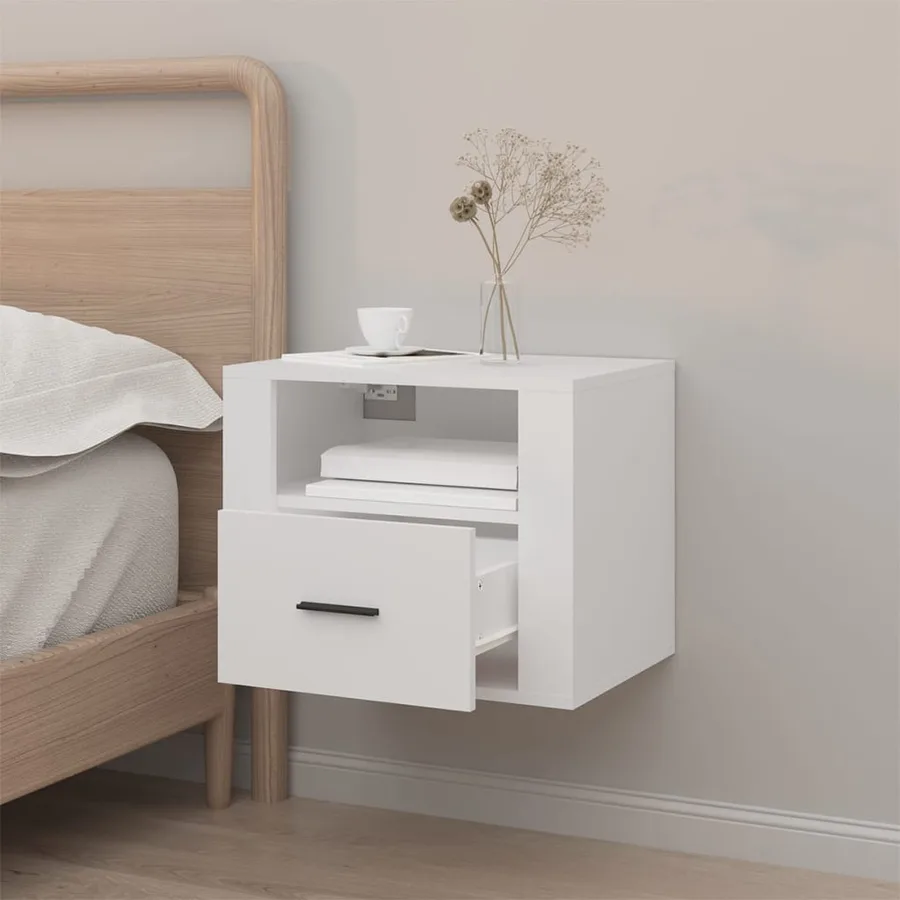 Table de chevet murale Blanc 50x36x40 cm - 3