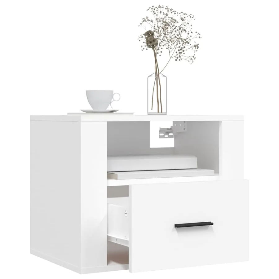 Table de chevet murale Blanc 50x36x40 cm - 4