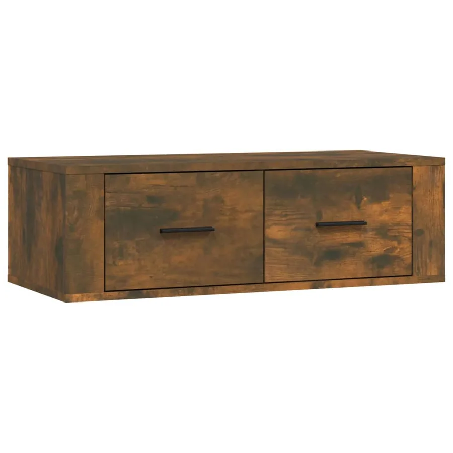 Armoire TV suspendue Chêne fumé 80x36x25 cm Bois d'ingénierie - 2