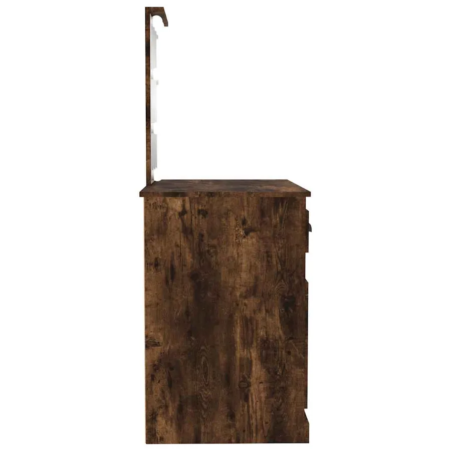 Coiffeuse avec LED chêne fumé 90x50x132,5 cm bois d'ingénierie - 8