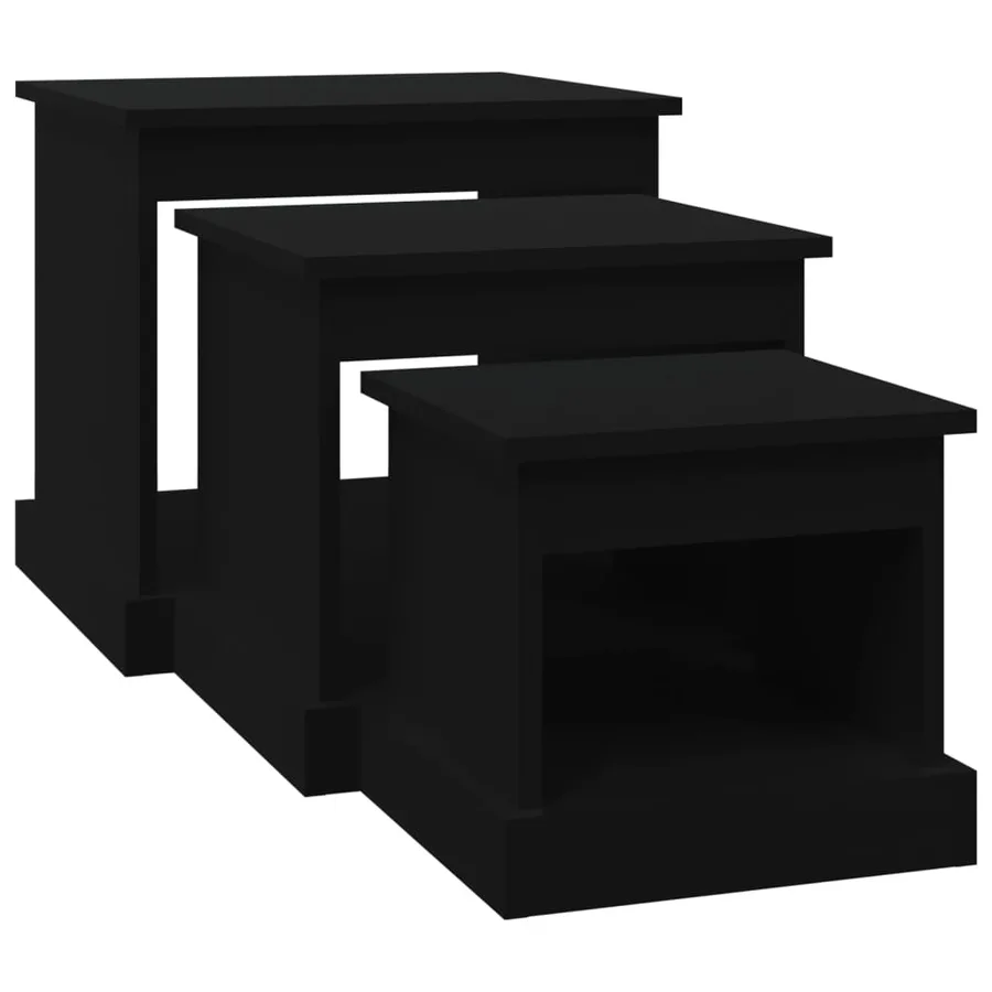 Tables basses 3 pcs noir bois d'ingénierie - 5