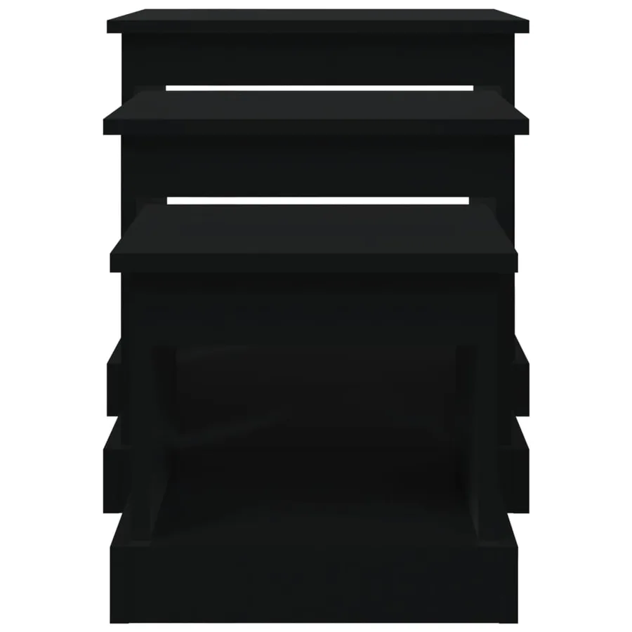 Tables basses 3 pcs noir bois d'ingénierie - 6