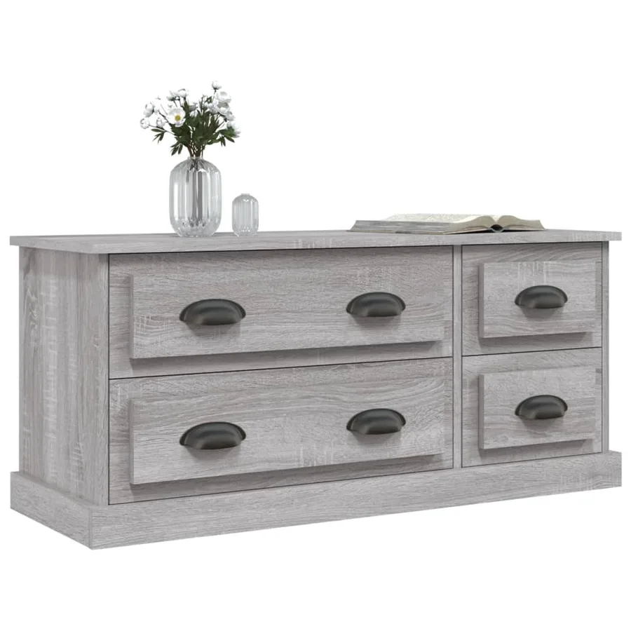 Meuble TV sonoma gris 100x35,5x45 cm bois d'ingénierie - 4