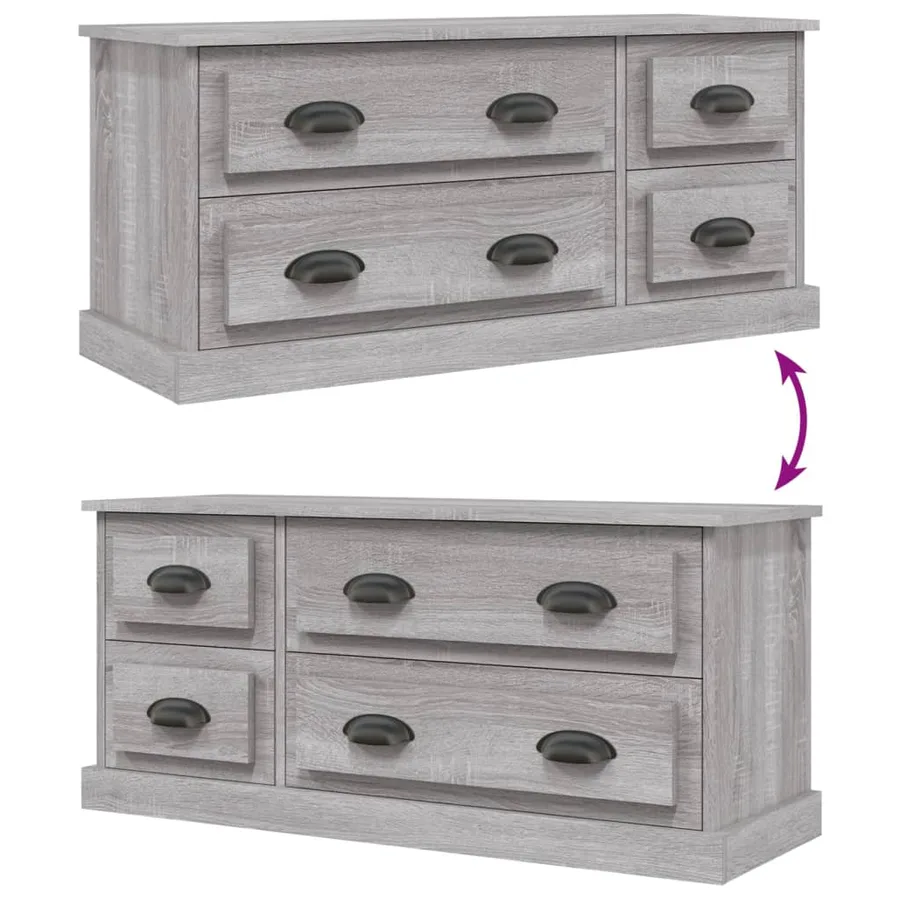 Meuble TV sonoma gris 100x35,5x45 cm bois d'ingénierie - 8