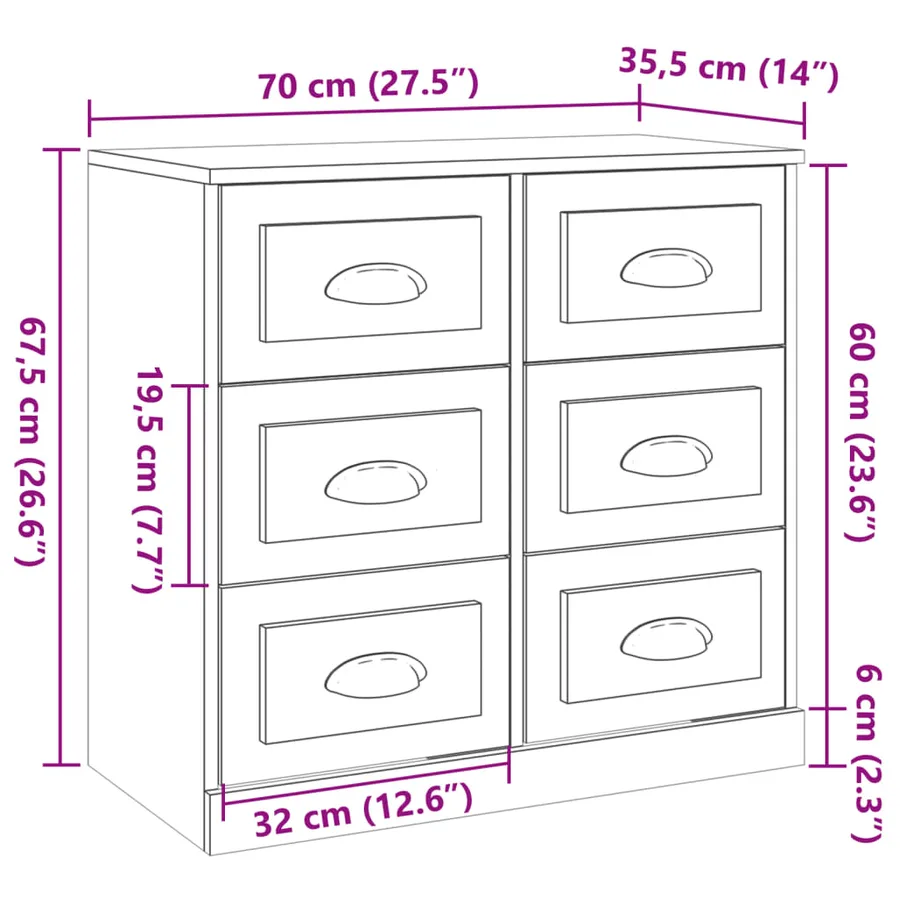 Buffet chêne sonoma 70x35,5x67,5 cm bois d'ingénierie - 10