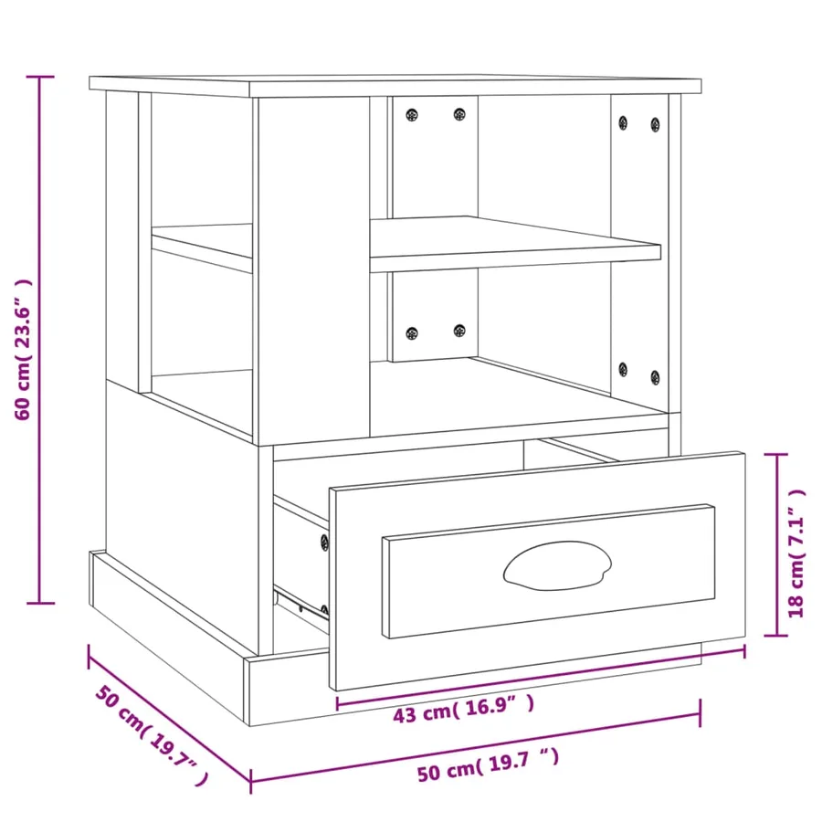 Table d'appoint sonoma gris 50x50x60 cm bois d'ingénierie - 10