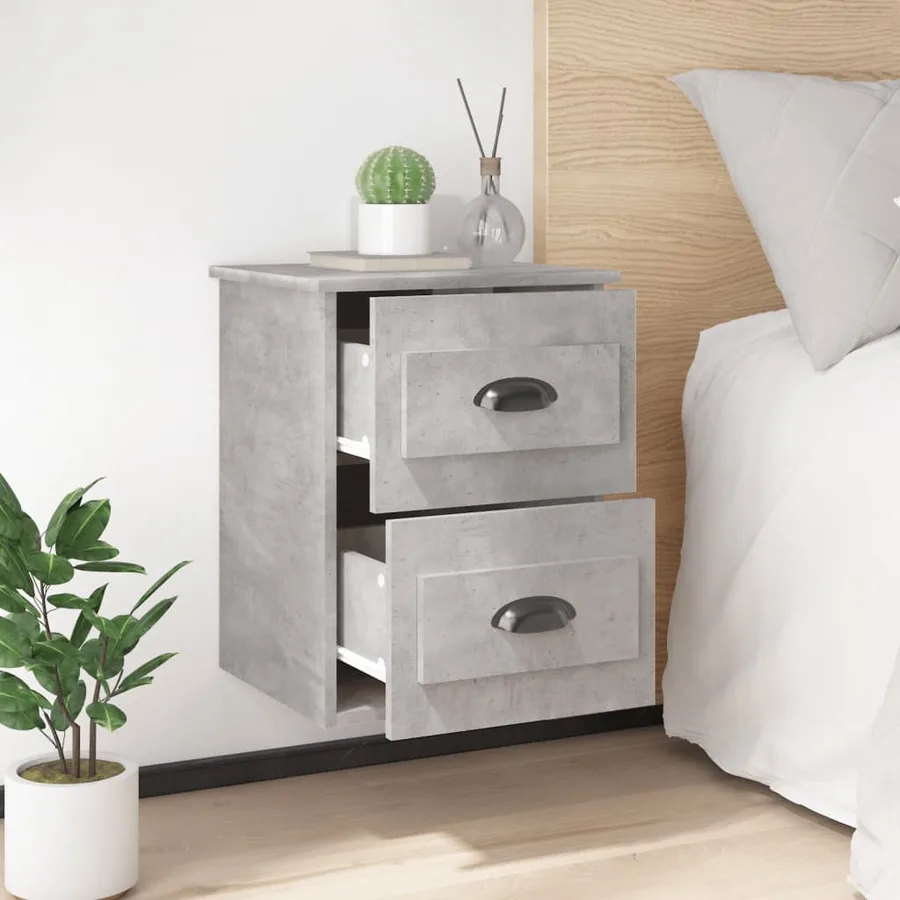 Table de chevet murale gris béton 41,5x36x53 cm - 3