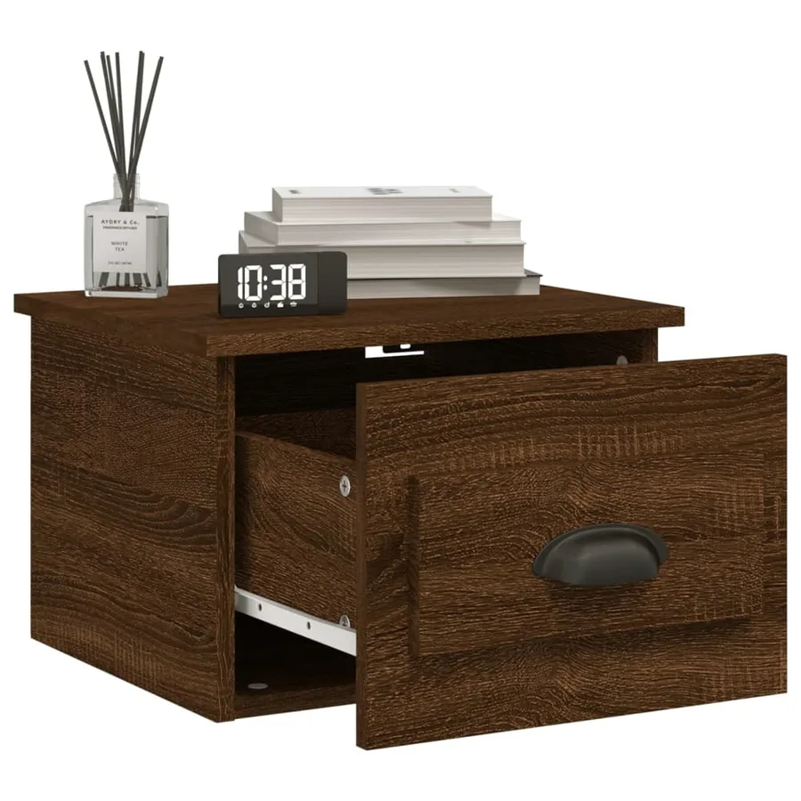 Table de chevet murale chêne marron 41,5x36x28 cm - 4