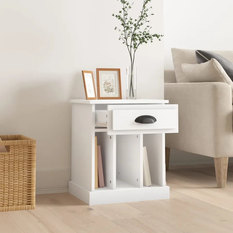 Table de chevet blanc 43x36x50 cm - 3