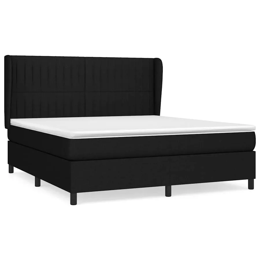 Sommier à lattes de lit avec matelas Noir 160x200 cm Tissu - 2