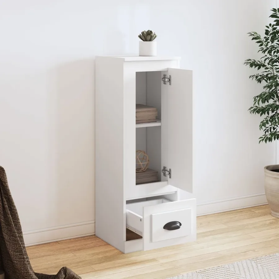 Buffet haut blanc 36x35,5x103,5 cm bois d'ingénierie - 3
