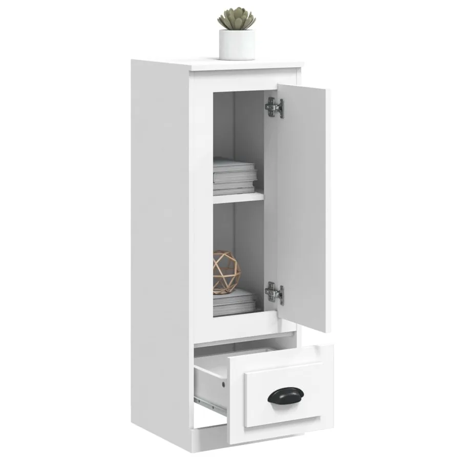 Buffet haut blanc 36x35,5x103,5 cm bois d'ingénierie - 4
