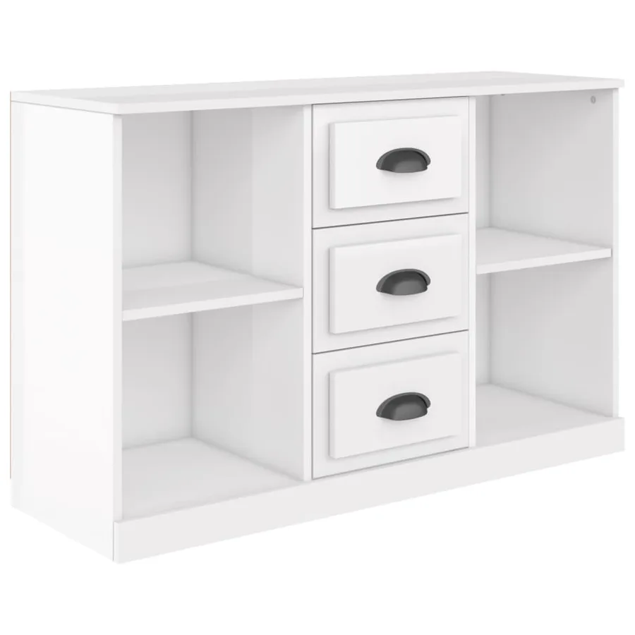 Buffet blanc brillant 104,5x35,5x67,5 cm bois d'ingénierie - 2