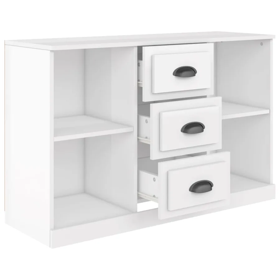 Buffet blanc brillant 104,5x35,5x67,5 cm bois d'ingénierie - 3