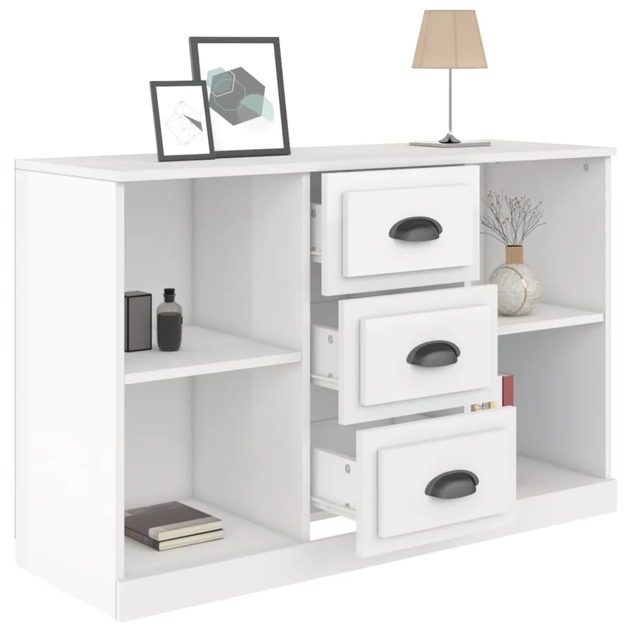 Buffet blanc brillant 104,5x35,5x67,5 cm bois d'ingénierie - 7