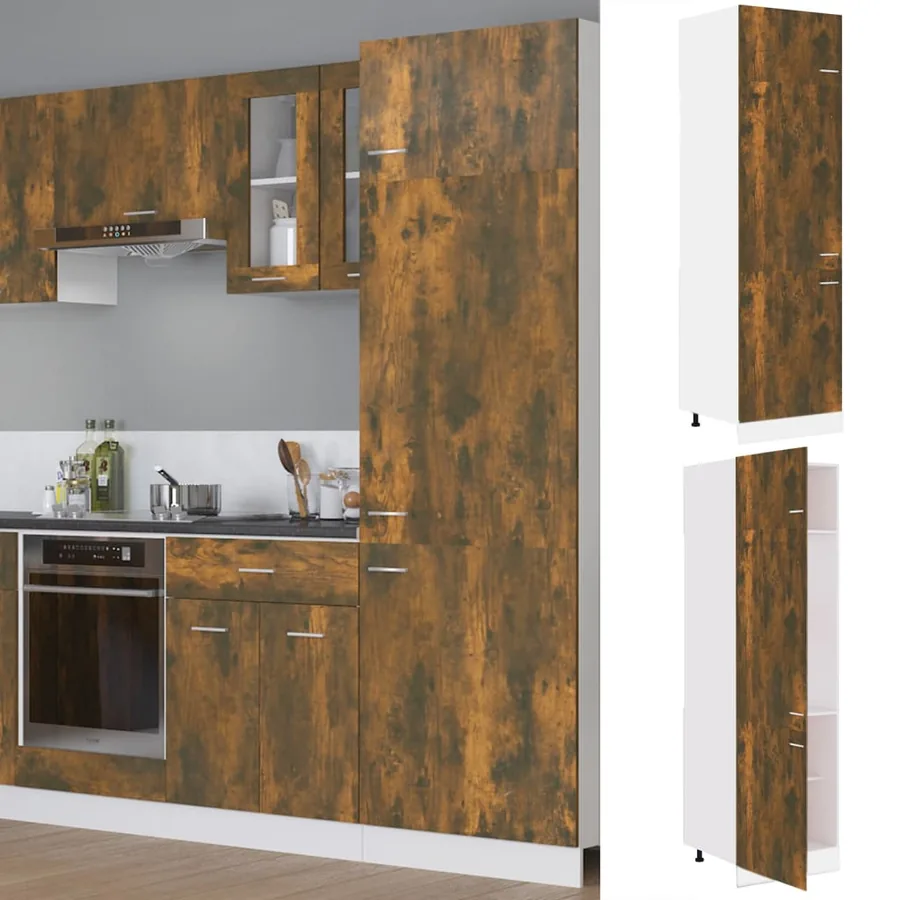 Armoire réfrigérée "Lyon" Chêne fumé 60 x 57 x 207 cm Bois d'ingénierie