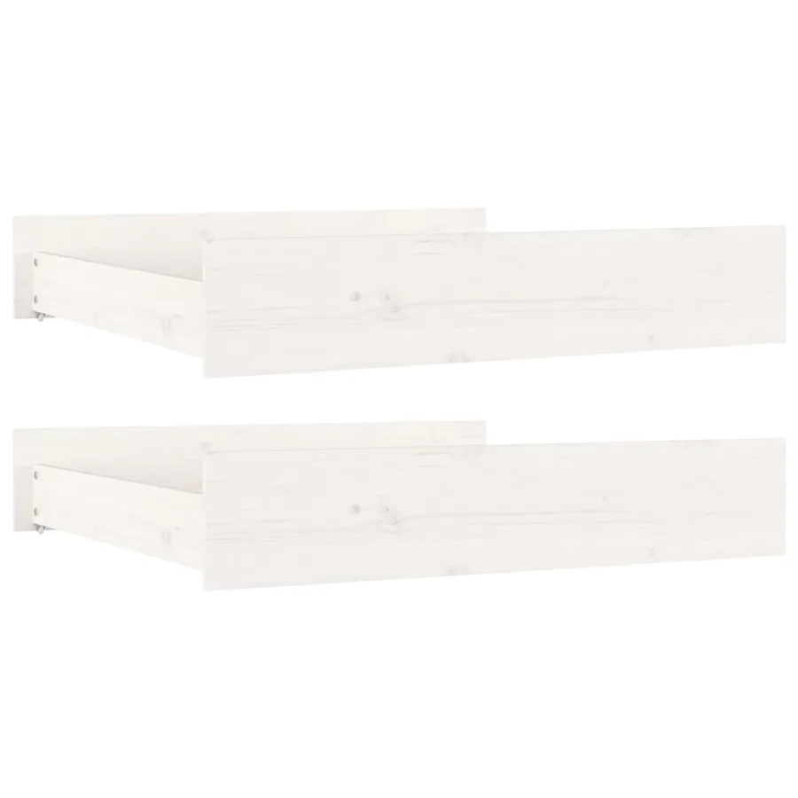 Tiroirs de lit 2 pcs blanc Bois de pin massif - 2