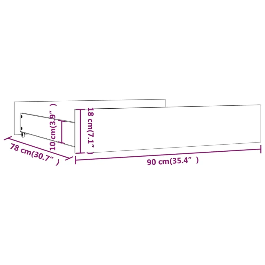 Tiroirs de lit 2 pcs blanc Bois de pin massif - 8