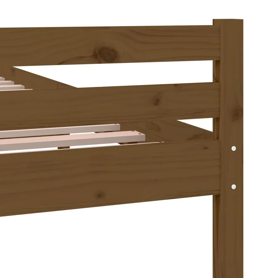 Cadre de lit sans matelas marron miel bois massif 135x190 cm - 7