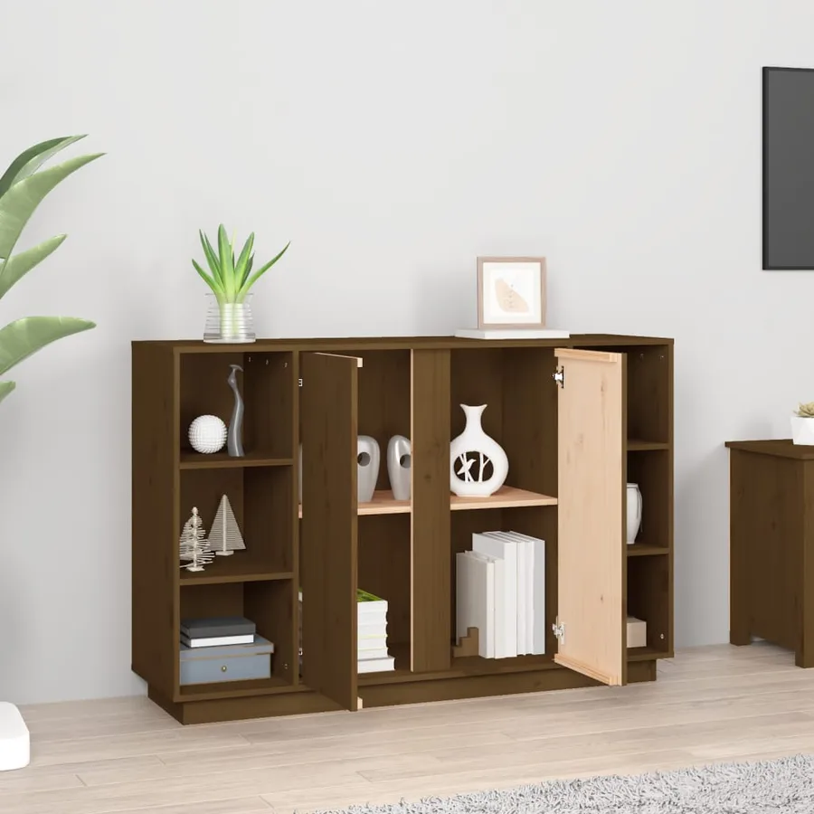 Buffet Marron miel 120x35x80 cm Bois massif de pin - 3