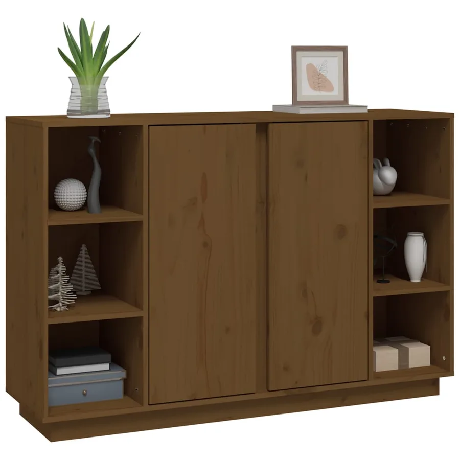 Buffet Marron miel 120x35x80 cm Bois massif de pin - 4