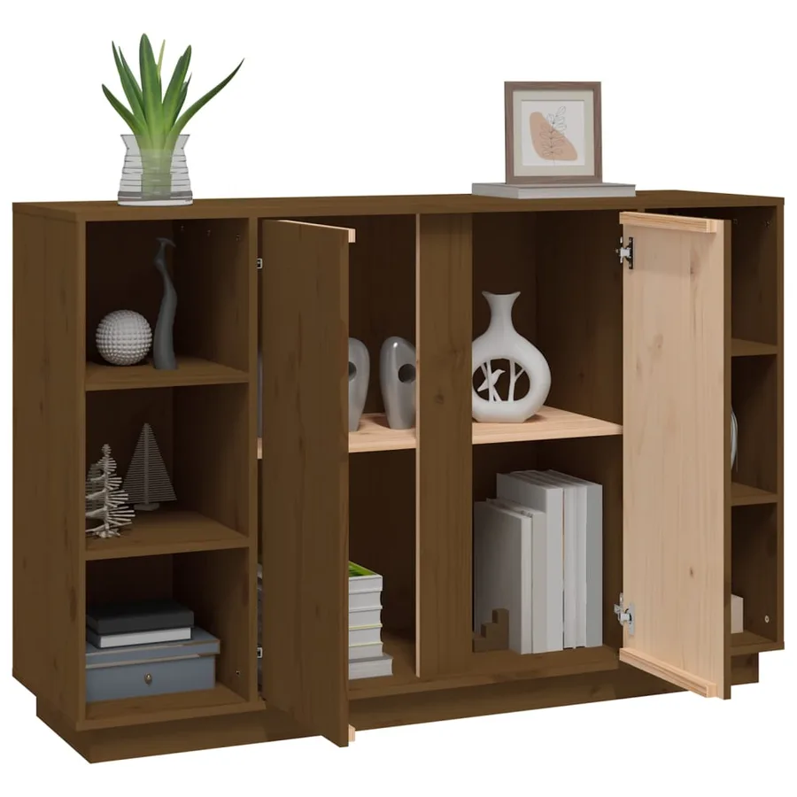 Buffet Marron miel 120x35x80 cm Bois massif de pin - 5