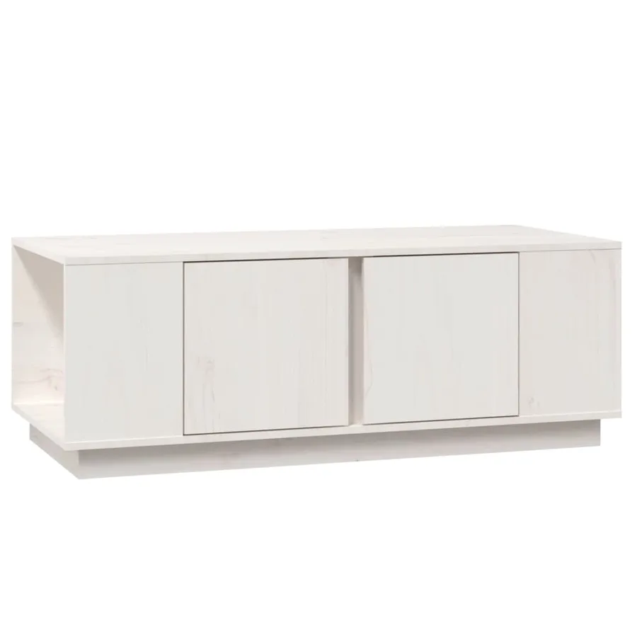 Table basse Blanc 110x50x40 cm Bois massif de pin - 2