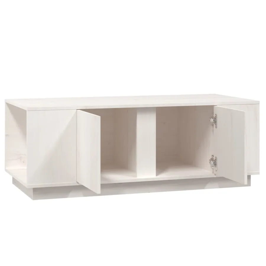 Table basse Blanc 110x50x40 cm Bois massif de pin - 6