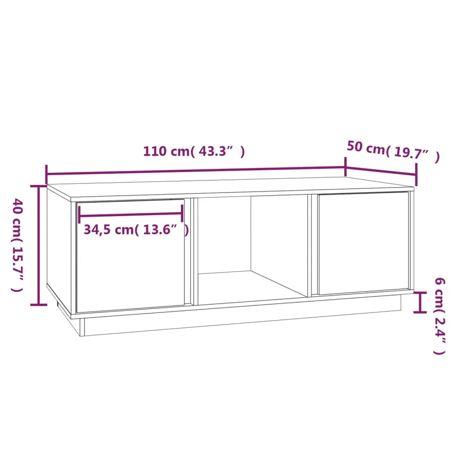 Table basse 110x50x40 cm Bois massif de pin - 9