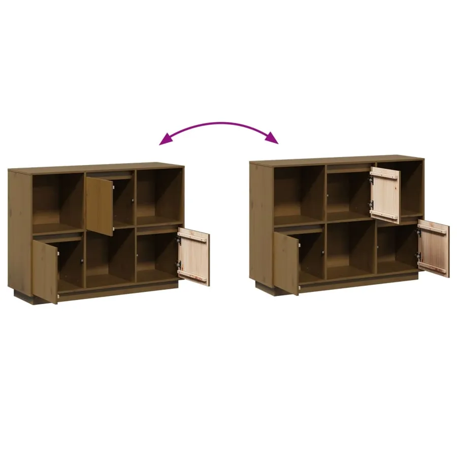 Buffet Marron miel 110,5x35x80 cm Bois massif de pin - 10