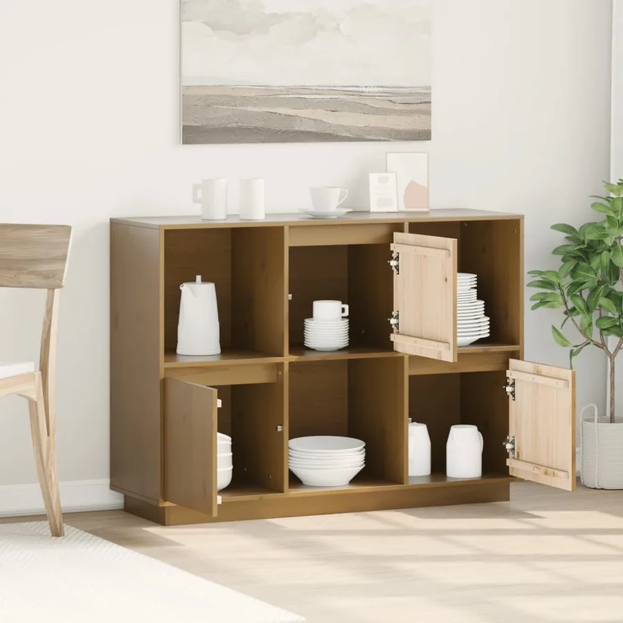 Buffet Marron miel 110,5x35x80 cm Bois massif de pin - 3