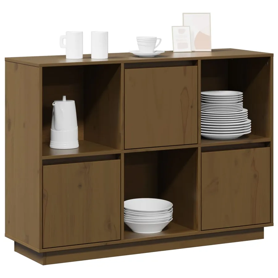Buffet Marron miel 110,5x35x80 cm Bois massif de pin - 4