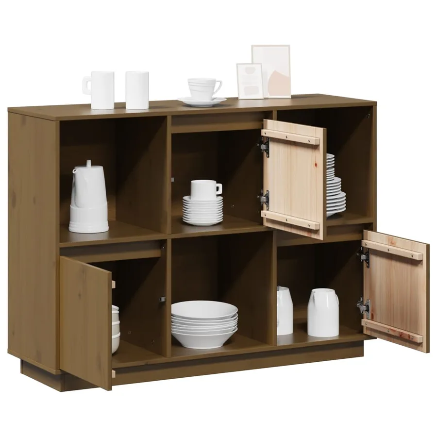 Buffet Marron miel 110,5x35x80 cm Bois massif de pin - 5