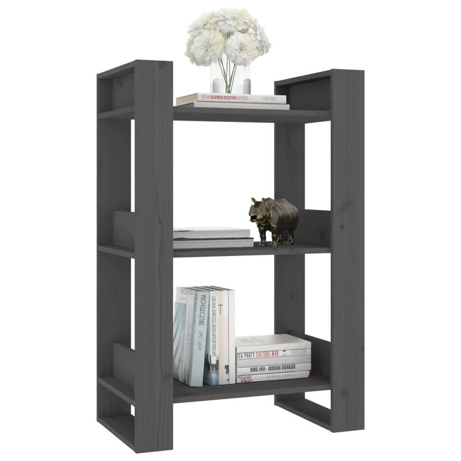 Bibliothèque/Séparateur de pièce Gris 60x35x91 cm Pin massif - 5