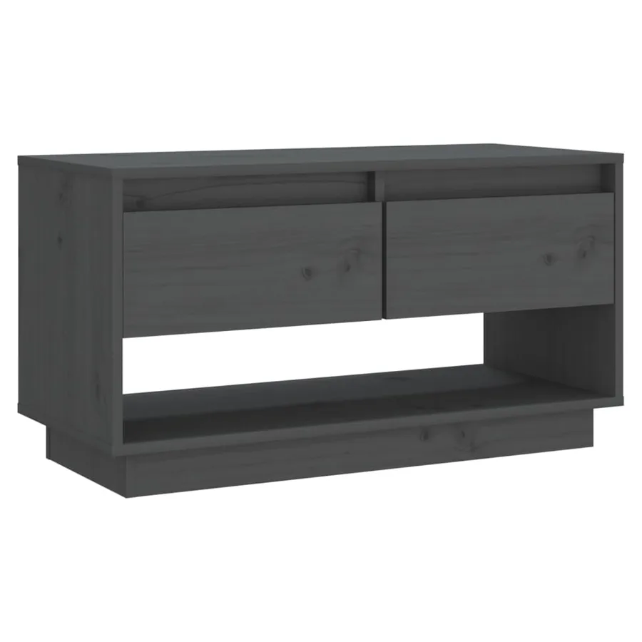 Meuble TV Gris 74x34x40 cm Bois de pin massif - 2
