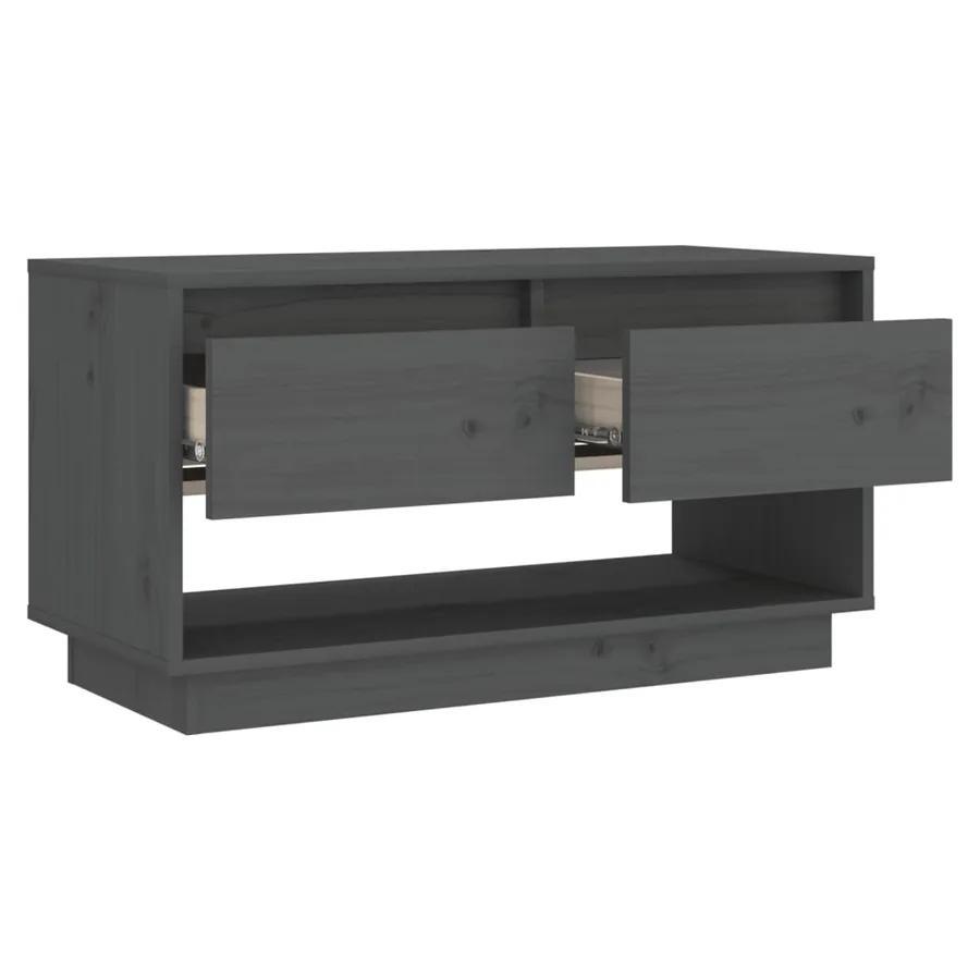Meuble TV Gris 74x34x40 cm Bois de pin massif - 4
