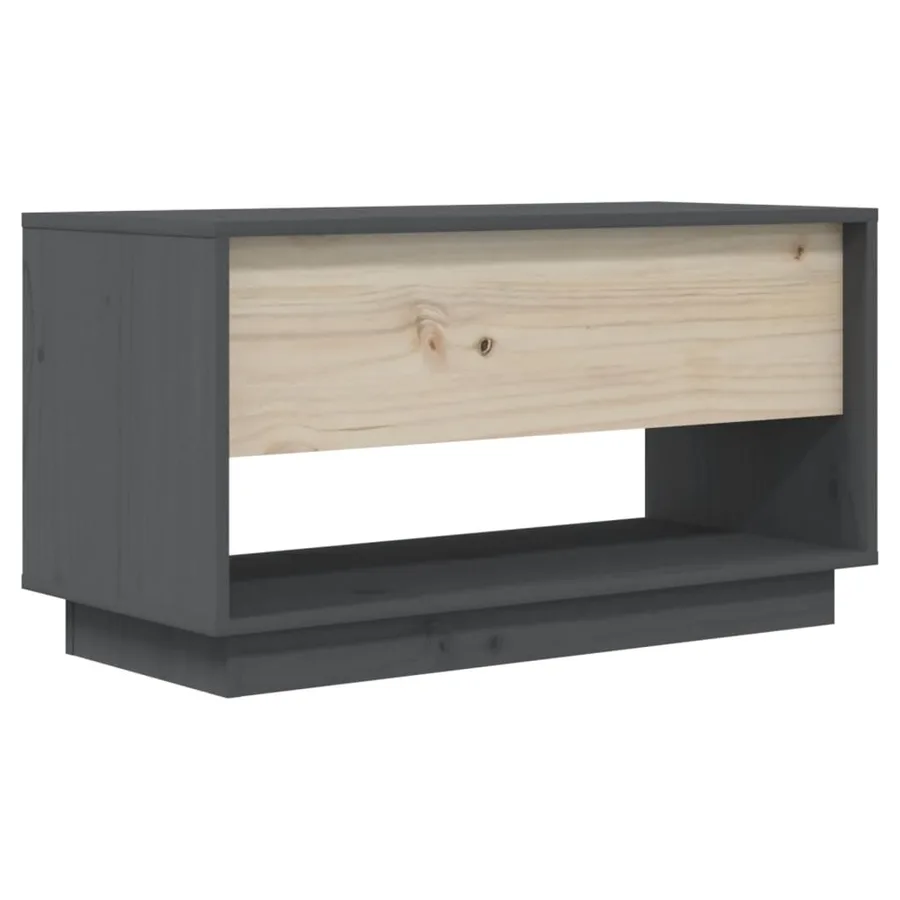 Meuble TV Gris 74x34x40 cm Bois de pin massif - 6