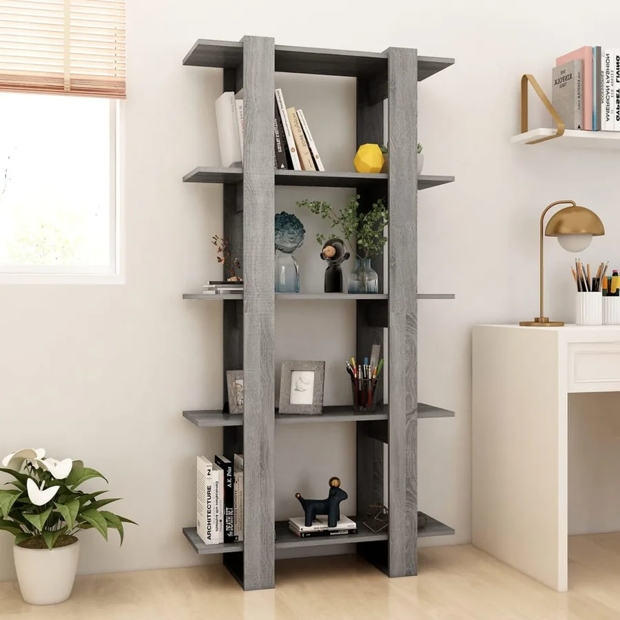 Bibliothèque/Séparateur de pièce Sonoma gris 80x30x160 cm - 3