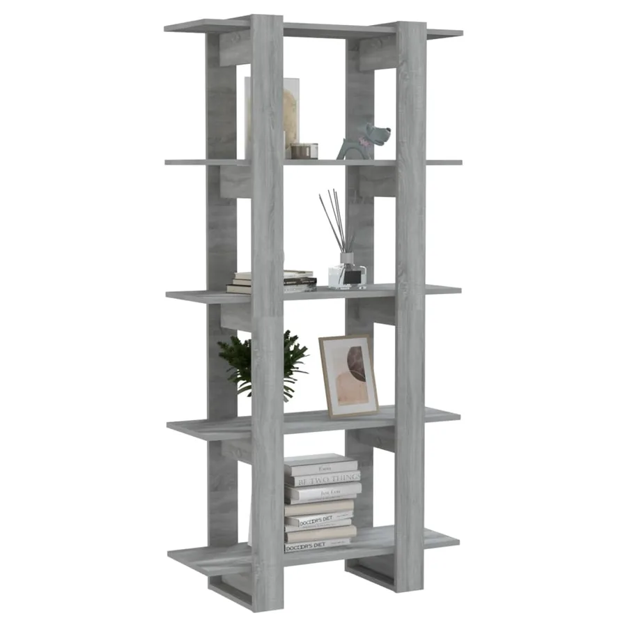 Bibliothèque/Séparateur de pièce Sonoma gris 80x30x160 cm - 4